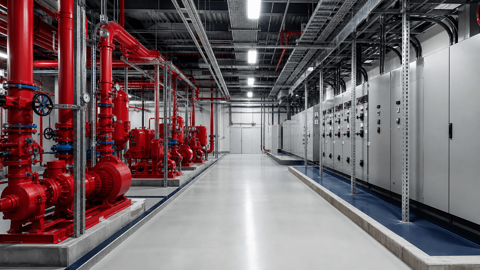 Integrated fire protection and electrical plant room